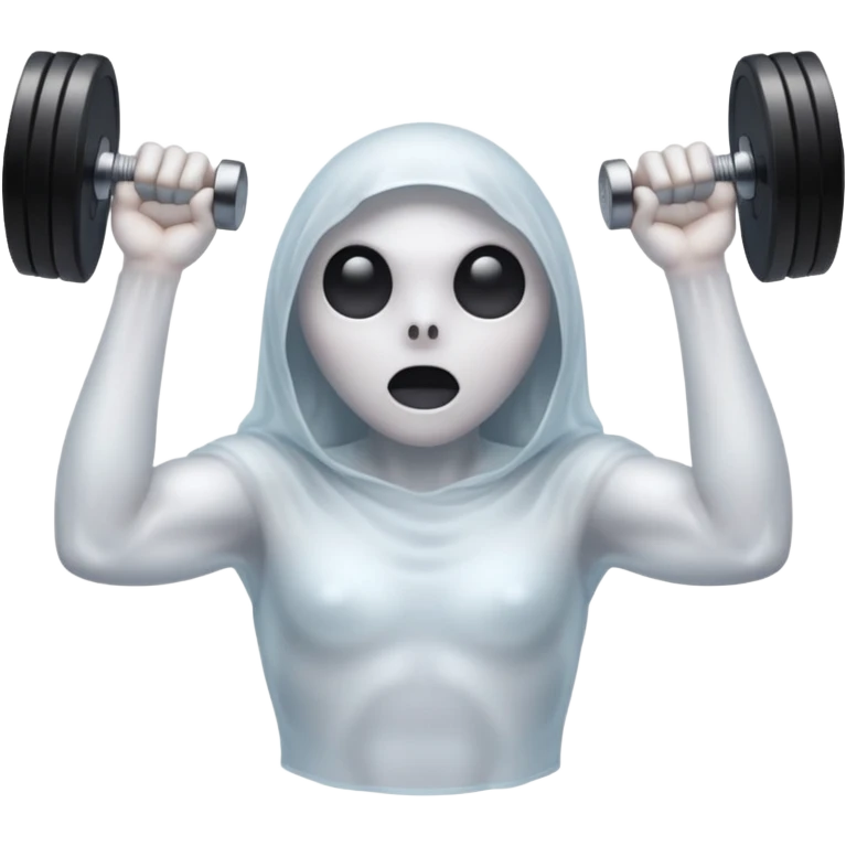 A ghost lifting dumbbells emoji