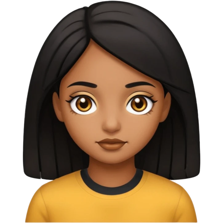 brown girl golden brown skin black eyes black hair emoji