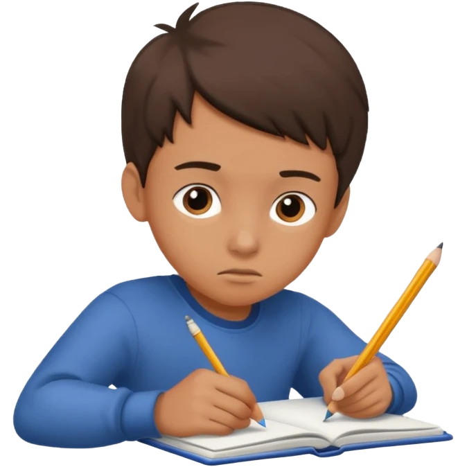 Teen boy drawing in notebook emoji