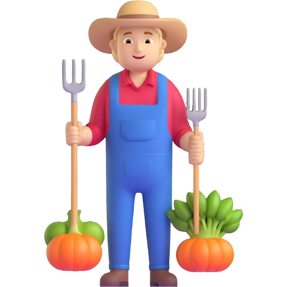 farmer with pitchfork and vegetables emoji