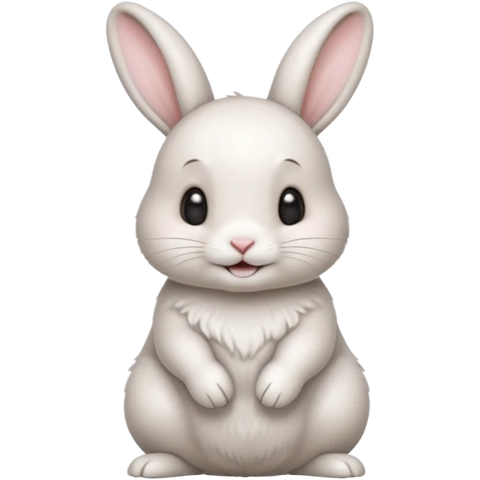 Conejito Feliz tierno de piel blanca un poco peludo y cola redonda pequeña y suavesita emoji
