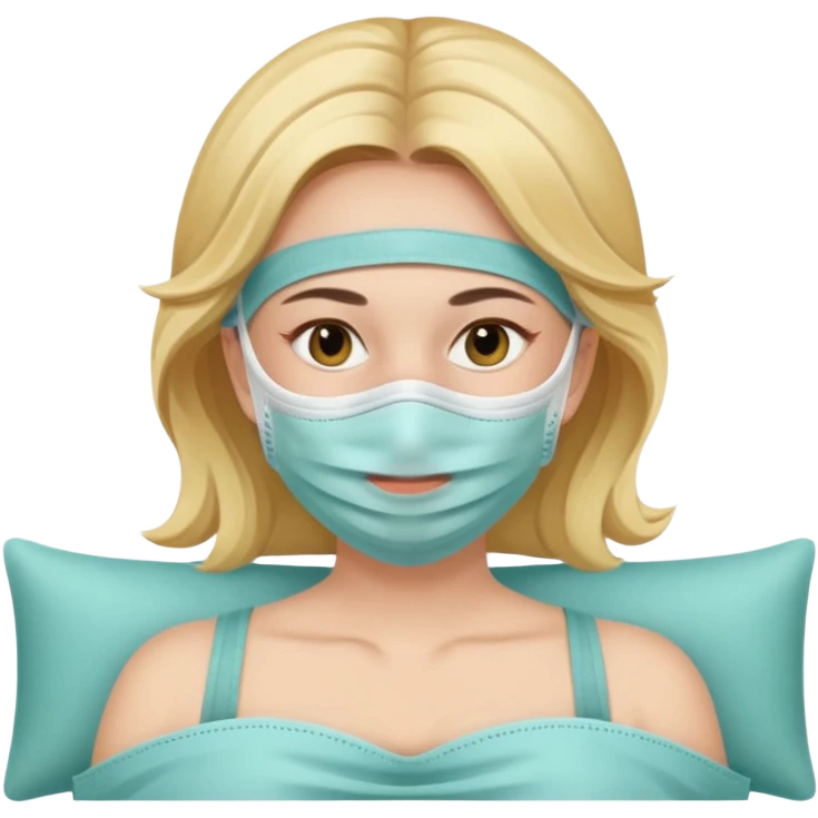 Lady with face mask spa beauty full face relaxing emoji