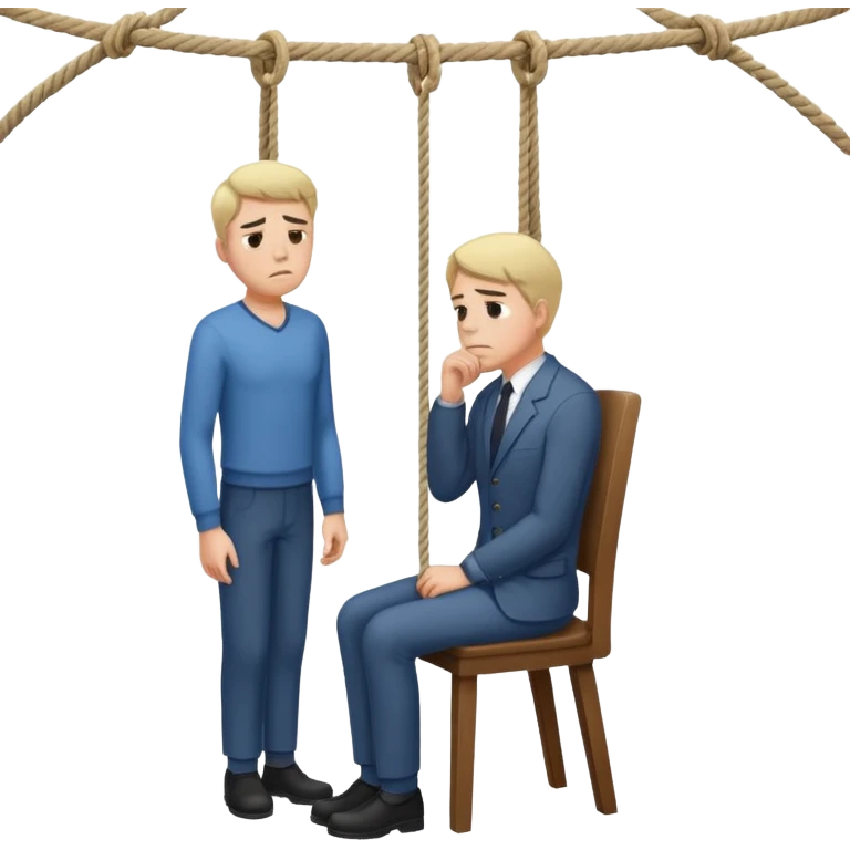A man standing in the chair and looking at the hanging rope thinking to suicide  emoji