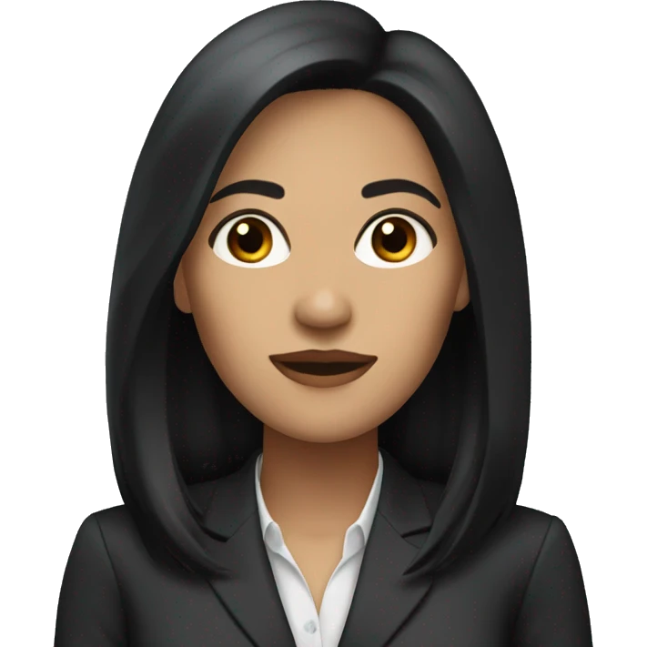 executive woman with long black hair brown eyes emoji