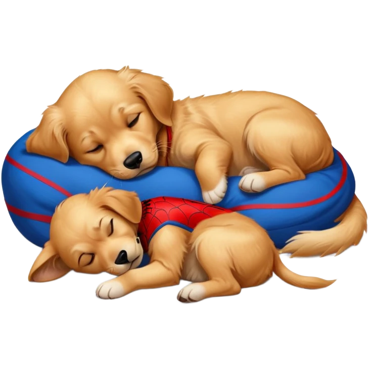 Spider-Man Golden Retriever sleeping together emoji