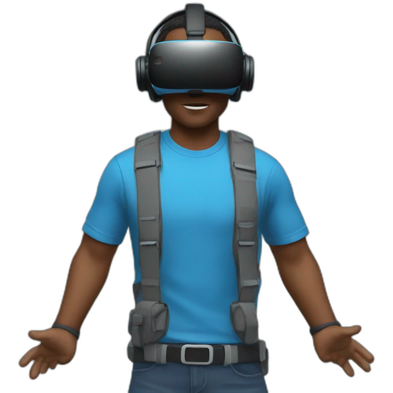 Virtual Reality players with blue t-shirt emoji