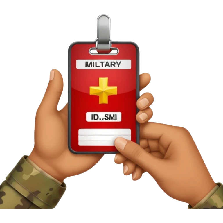 военный билет в руке крассный без человека, просто рука и в ней билет  emoji