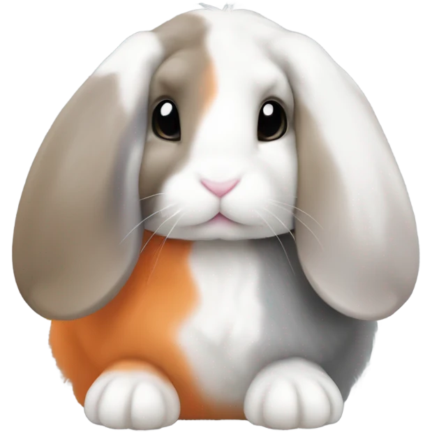 3 cute orange, gray, and mix colored holland lop bunnies emoji