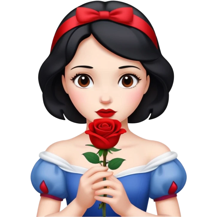 Snow White princess holding a red rose emoji
