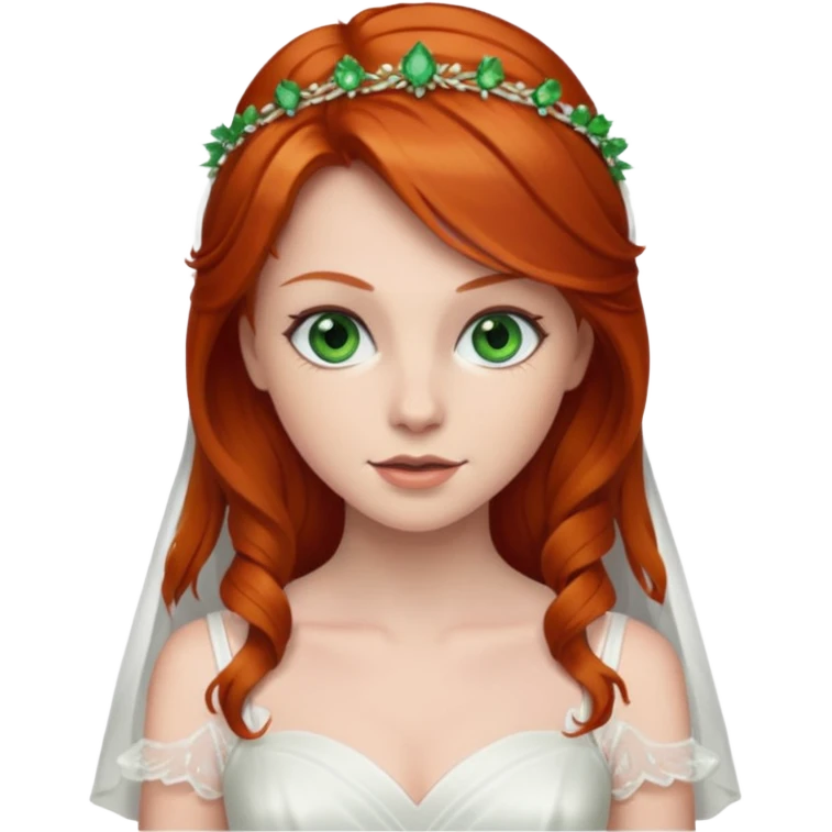 Redhead bride with green eyes emoji
