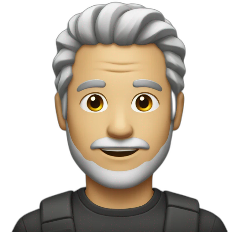 Man with a light beard and hair tied back to his neck emoji
