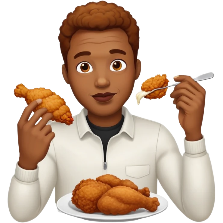 Black man eating chicken emoji