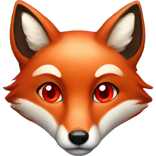deep lush red fox face with tiny red heart instead of eyes emoji