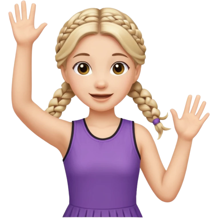 A braid hair girl in a jersey dress, waving both arms in pure joy. emoji