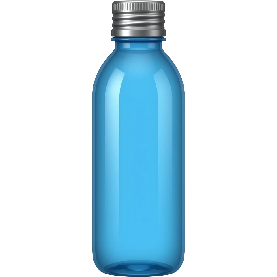 Make a blue water bottle with a metal coulor cap and include the full view of the water bottle up to down emoji