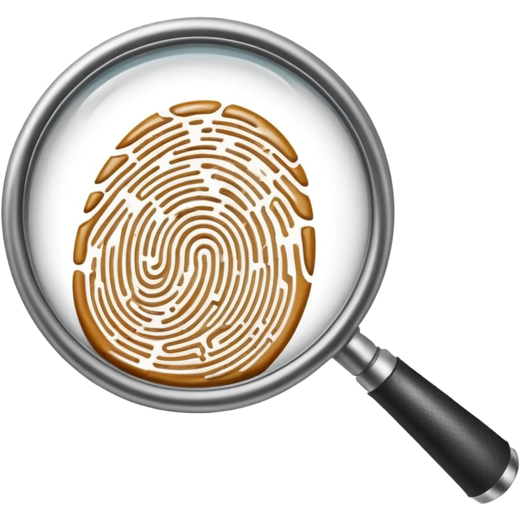 magnifying glass examining a fingerprint emoji