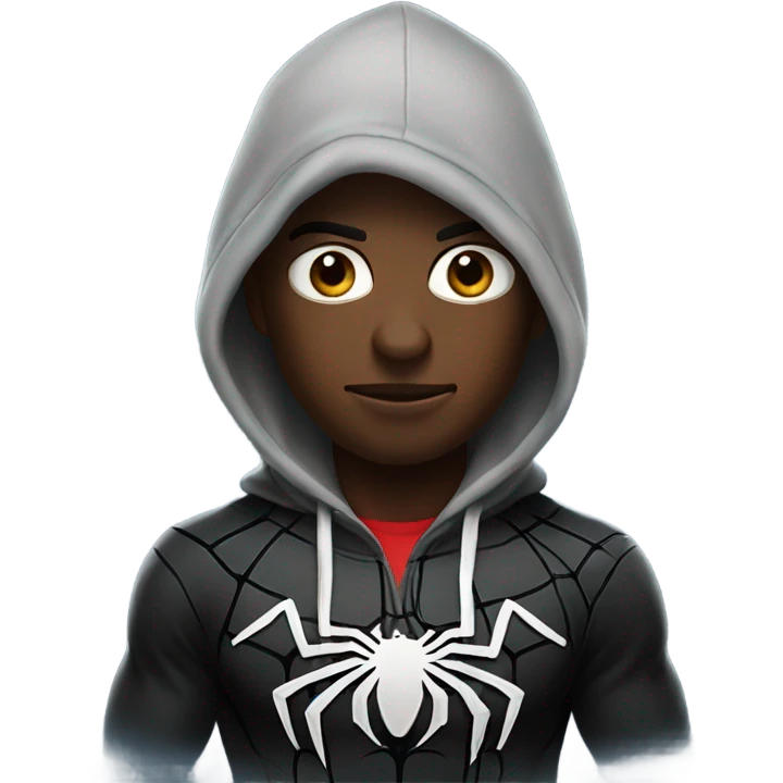 Black Spider-Man with hoodie emoji