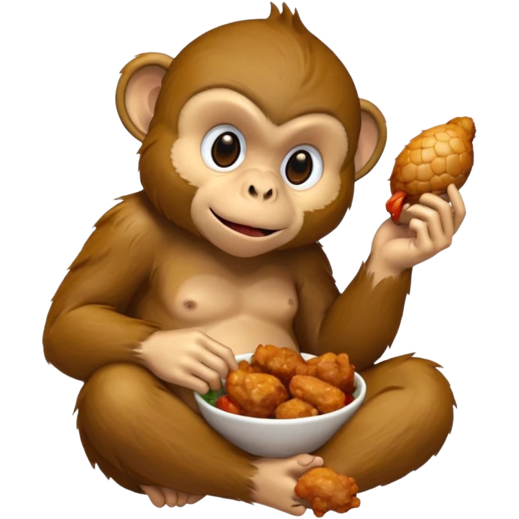 A monkey eating chiken emoji