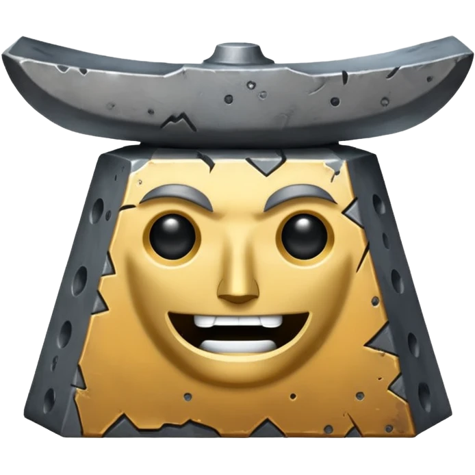 Iron anvil with face emoji