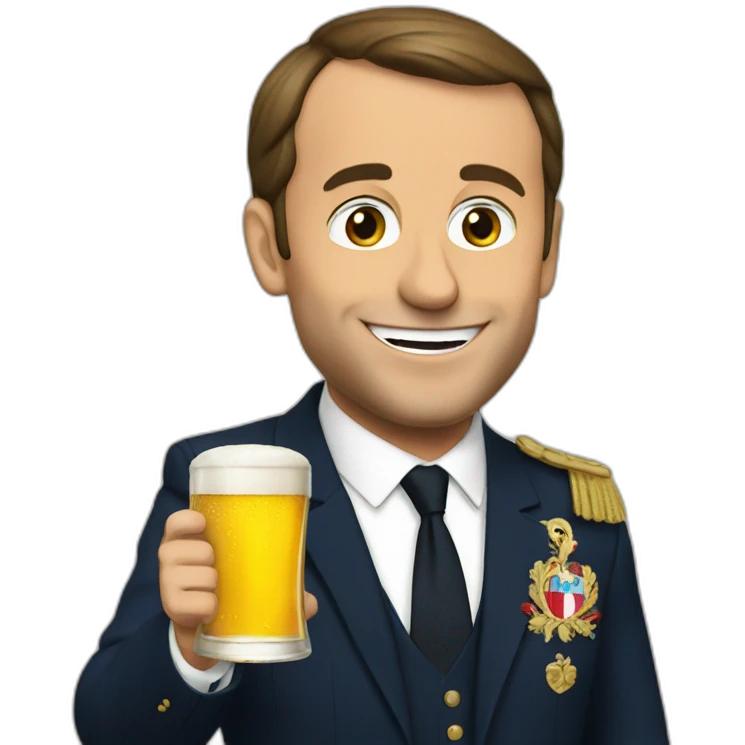 macron drinking a beer  emoji
