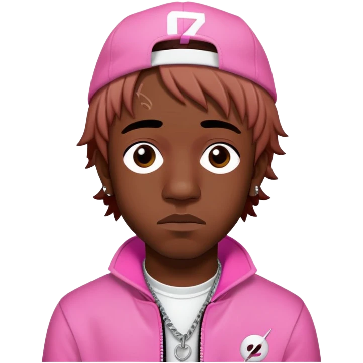 Lil Uzi vert with pink clothes on and had that says loser  emoji