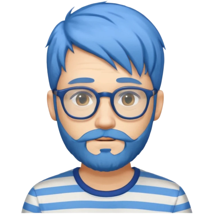 blue hair glasses man with beard and striped shirt emoji