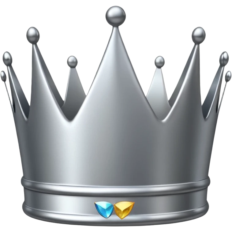 A luxury silver crown emoji, chrome metallic finish, smooth rounded edges, subtle sparkle, polished reflective surface, cute proportions, iOS emoji style, centered on a clean white background, soft studio lighting, no outlines emoji