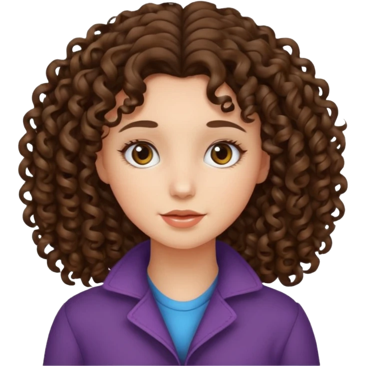 A girl with curly hair and brunette  emoji