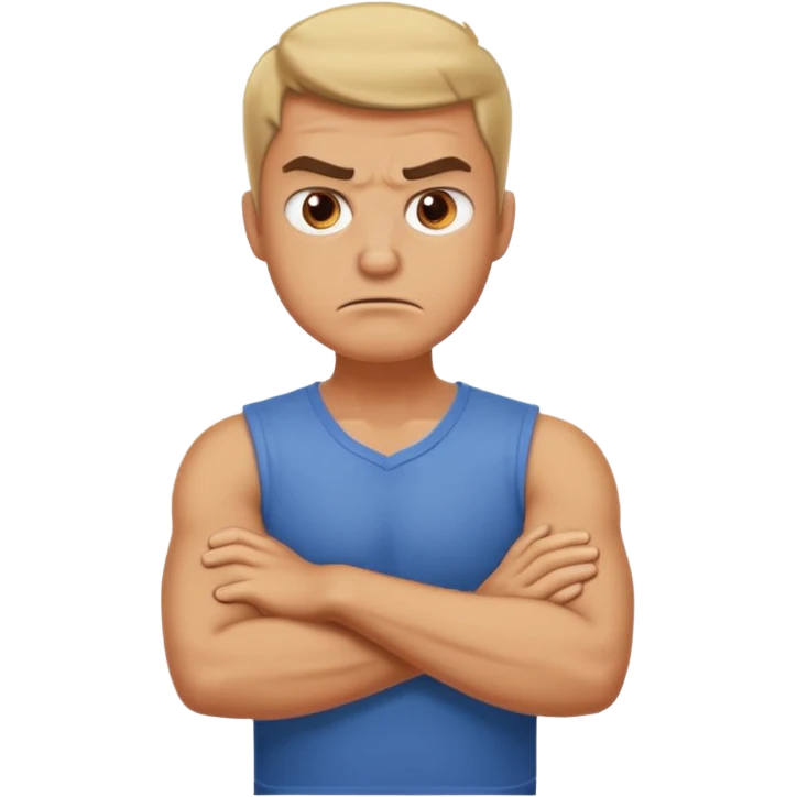Arms crossed holding neck angry guy emoji