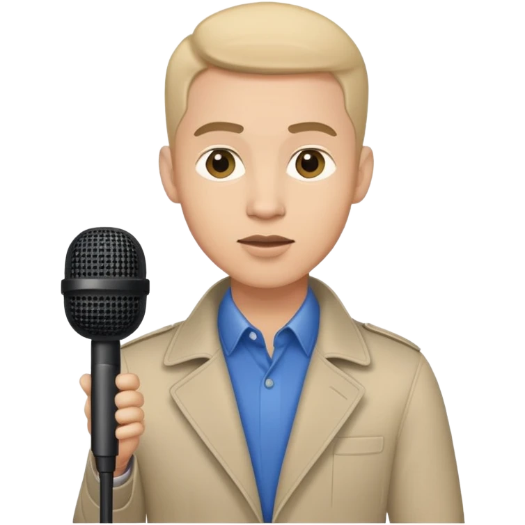 male journalist holding a microphone emoji