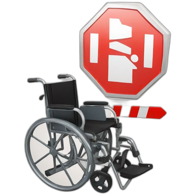 stop sign  in the wheel of a wheel chair with stop sign  emoji