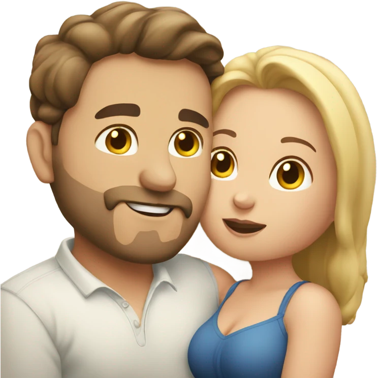 Caucasian chubby couple kissing emoji