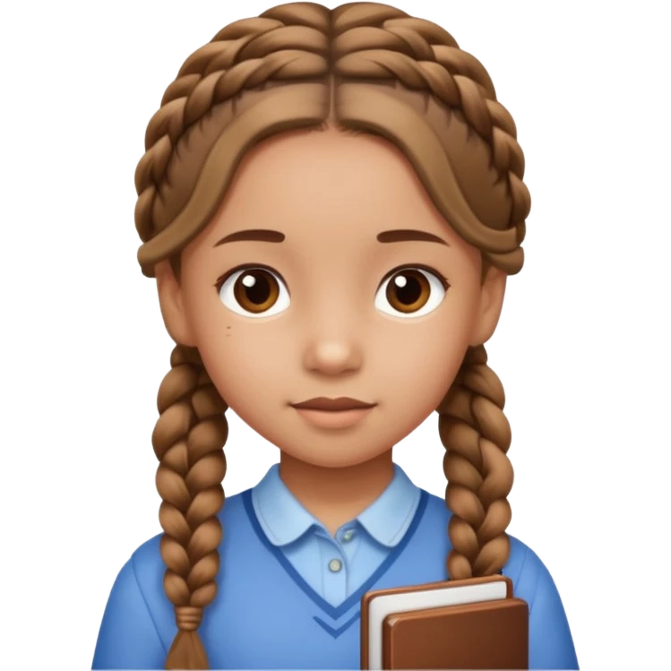 brown braid hair girl kid, student emoji
