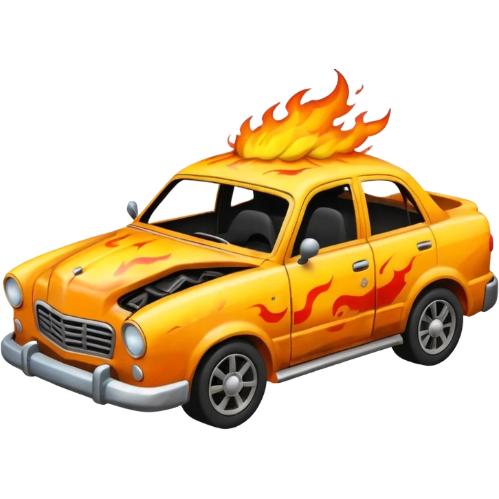 crashed car in flames emoji