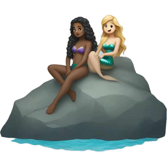 Mermaids sitting on a rock  emoji