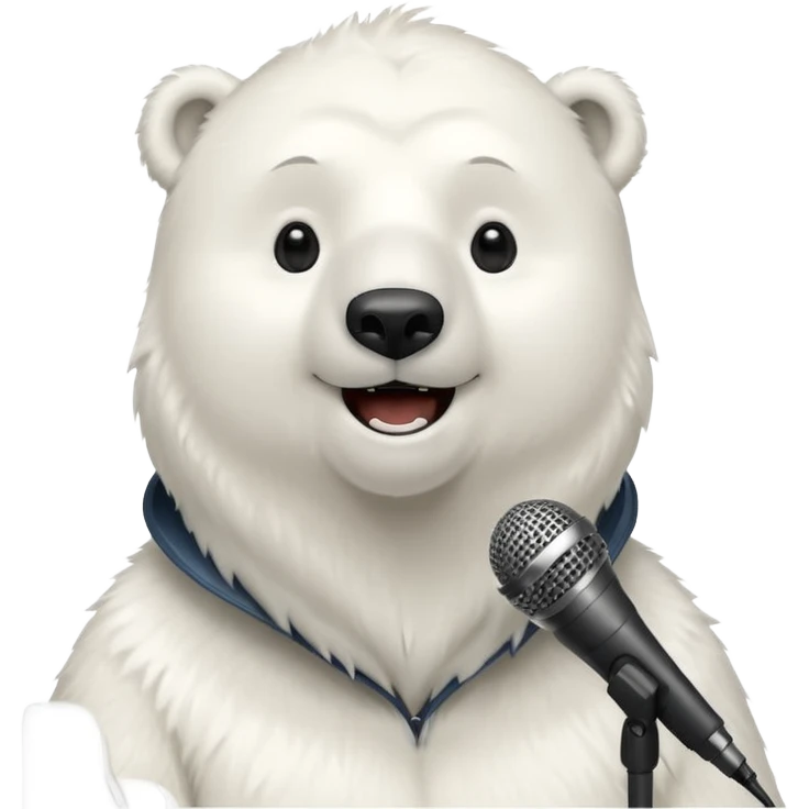 Polar bear singing with mic  emoji