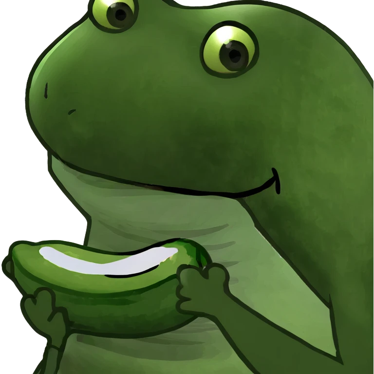 Frog eating a cucumber emoji