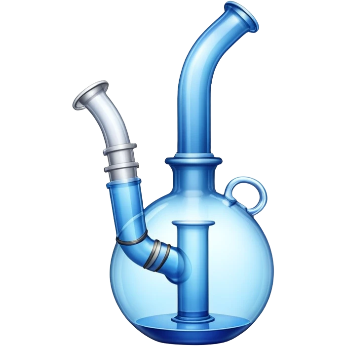 glass water pipe emoji style, transparent blue glass emoji
