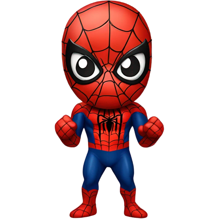 Chibi spiderman saying sus emoji
