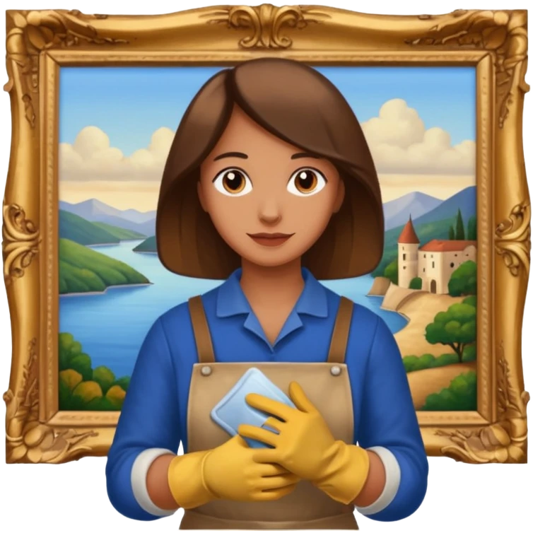 person restoring old painting. emoji