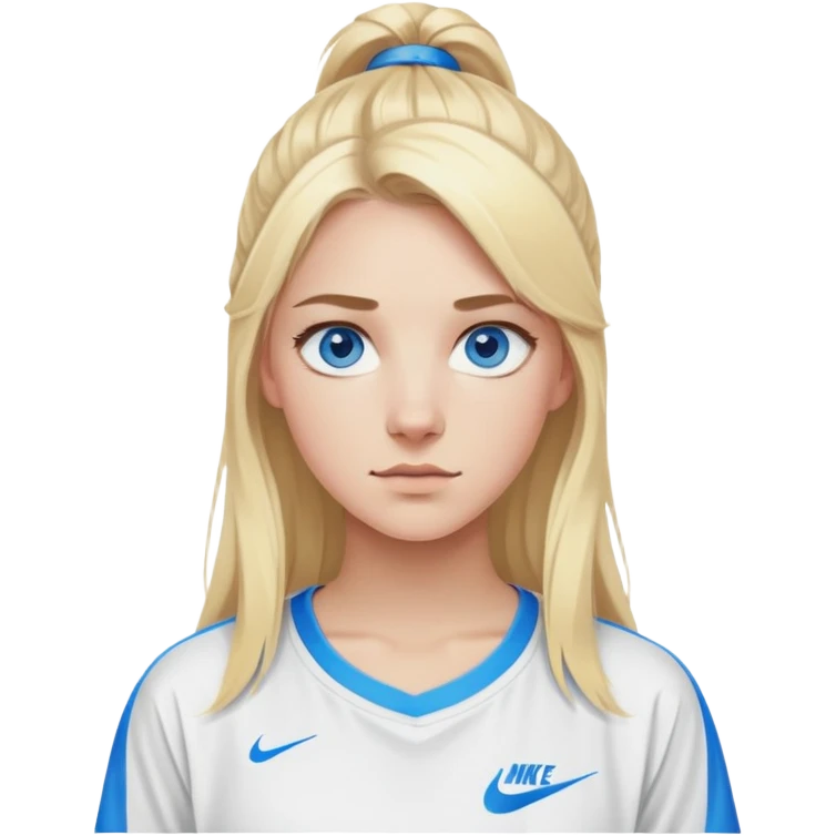 Blonde girl with blue eyes wearing Nike pros and oversized shirt ￼ emoji