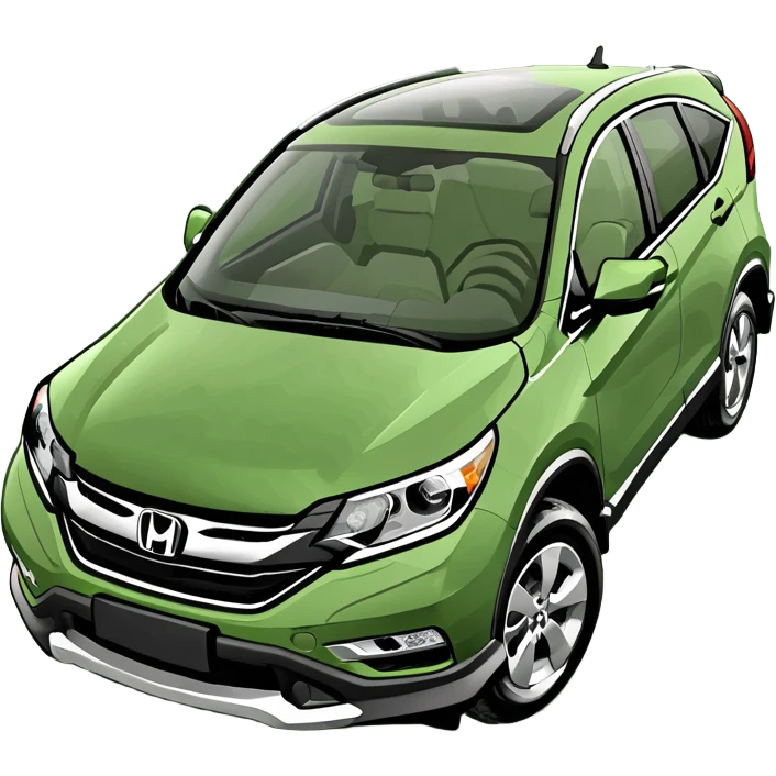 A green Honda CRV with fuzzy dice in the window emoji
