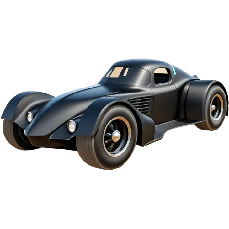 futuristic Venom Batmobile loosely based on 1956 freightliner semi (flat long straight organically-shaped mechanical roomy interior seating inside the body) stealthy town hot rod desert dirt racing rwd buggy  emoji