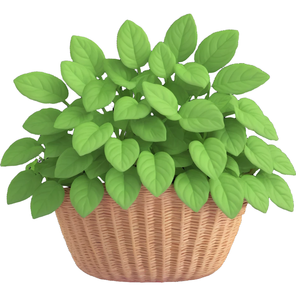 Plectranthus Verticillatus Swedish Ivy with trailing stems and perfectly round circular leaves in a coconut fiber basket emoji