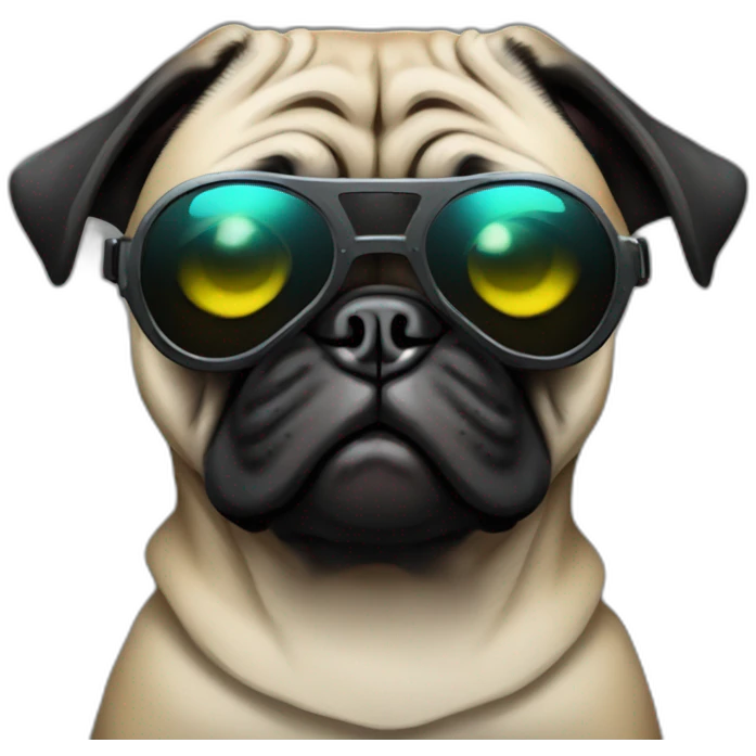 pug with black sunglasses and wearing a cyberpunk suit emoji