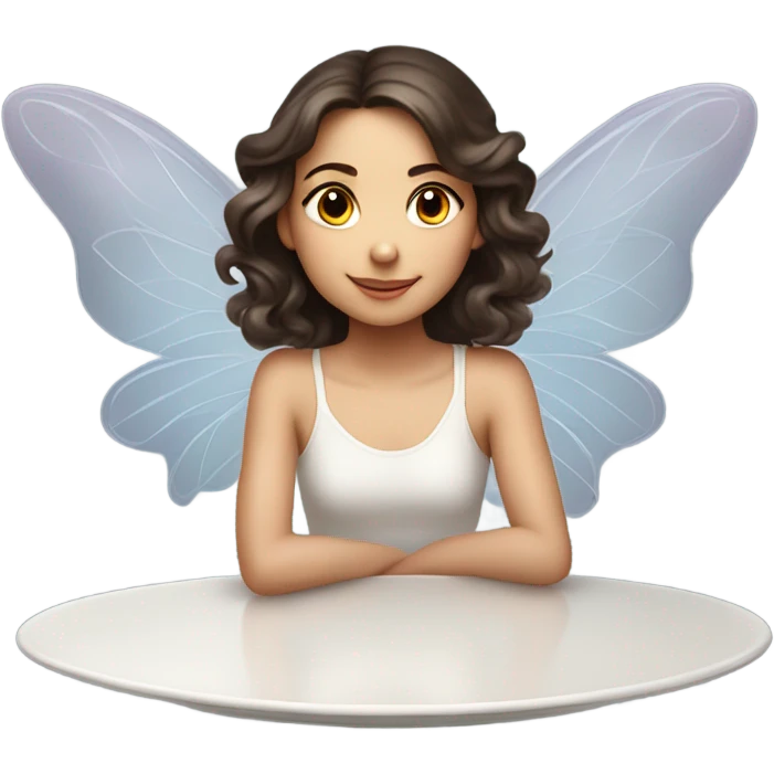 Brunette girl with fairy wings on platter emoji