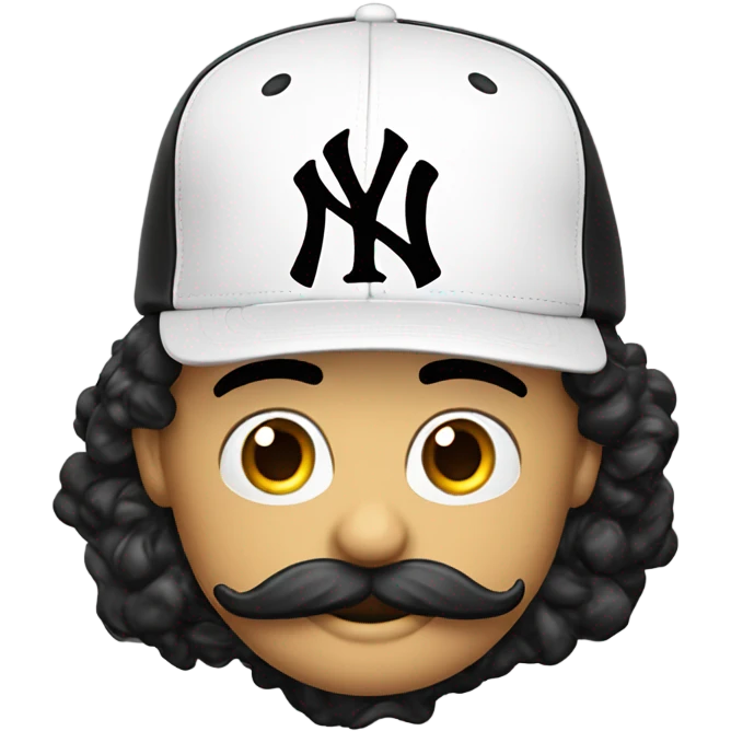 Emoji homme blanc, mal rasé et moustache noir, casquette yankees  emoji