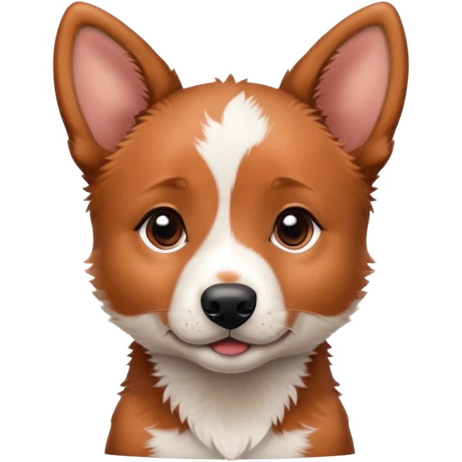 Red heeler puppy with one ear up and one ear down emoji
