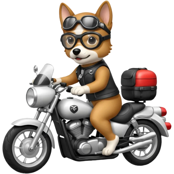 Beautiful dog riding a motor cycle emoji