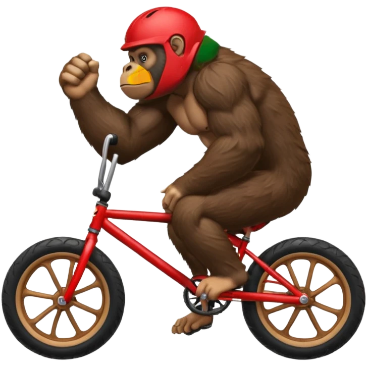 Gorilla wheeling a red BMX bike emoji